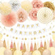 Ythetm Champagne Gold Fall Boho Birthday Decorations For Women Girls Beige Cream Gold
