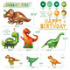 Party Spot Dinosaur Birthday Party Decorations For Boy20 Tableware SetsFringe Curtains20 Paper Plates 258 Pcs Green