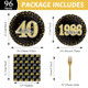 Zoiiwa 40Th Theme Birthday Party Tableware Vintage 1986 Party Supplies 40 Year 96Pcs Black