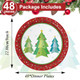 Zoiiwa Colorful Christmas Tree Paper Plates Merry Christmas Tree Plates With Red 48Pcs Red