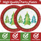 Zoiiwa Colorful Christmas Tree Paper Plates Merry Christmas Tree Plates With Red 48Pcs Red