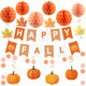 Ythetm Fall Party Decorations Happy Fall Banner With Honeycomb Balls Pumpkin Maple