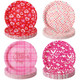 Zopeal Valentine's Day Paper Plates Bulk Pink Red Heart Disposable Plates Round 9 Inch 60 Pcs
