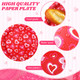 Zopeal Valentine's Day Paper Plates Bulk Pink Red Heart Disposable Plates Round 9 Inch 60 Pcs