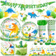Xynic One A Saurus Birthday Decorations With Tableware Set Banner Hanging Tablecloth 193Pcs