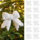 Vertintong Fur White Christmas Tree Bow Decor Furry Farmhouse Bow Hanging Ornaments 12 Pcs White