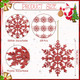 Vertintong Burgundy Glitter Snowflake Ornaments Winter Tree Hanging Plastic Glitter Snowflake Ornaments 48 Pcs