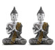 We Pay Your Sales Tax Pair Of Small Feng Shui 4 Tall Thai Praying Meditating Silver Silver