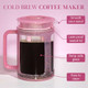Paris Hilton Cold Brew Coffee Maker Durable Borosilicate Glass Carafe With Stainless Steel 1.6 Quart Stainless Steel