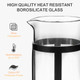 Chiallco Mini French Press Coffee Maker Heat Resistant Thickened Borosilicate Classic Glass 12Oz Stainless Steel