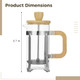 Toyosport French Press Coffee Maker Thick Borosilicate Glass Tea Brewing Pot With 12 Oz Stainless Steel