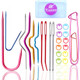 Tiazey 22Pcs Aluminum Cable Needles and Stitch Holders Knitting Tools Safety Pin Cable Stitches Hook Large Eye Bent Tapestry Needles For Yarn Sewing Weaving Knitting Sweaters Blanket Diy