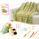 Cswcs Crochet Sunflower Blanket Kit For Beginners Granny Square Pattern Crochet Yarn Accessories Instructions Video For Starter Adult Craft Knitting Kit For Diy Women Green Sunflower