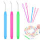 Asofelk 9Pcs Knitting Loom Hooks And Needles Set 3 Pack Ergonomic Knit Pickers With 6 Plastic LargeEye Yarn Needles Professional Loom Weaving and Diy Crafting Tools