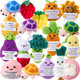Viorawhite 18 Pcs Emotional Crochet Fruit Positive and Animal Support Set Handmade Knitted Desk Ornaments Keepsakes With Encouragement Cards Employee Appreciation Coworker