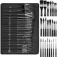 Nicpro Watercolor Brushes Professional 24Pcs Soft Synthetic Squirrel Hair Watercolor Paint Brush Set With Cloth Roll Round Flat Filbert Dagger Cat Tongue For Water Color Gouache Inks Painting
