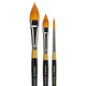 Kingart Premium Original Gold 3 Pc Floral Brush Set Synthetic Golden Taklon Hair For Acrylic Watercolor and Oil Short Handle 99306 10 94306