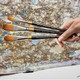 Kingart Premium Original Gold 96001 Oval Flat Wash Series Artist Brush Golden Taklon Synthetic Hair Short Handle For Acrylic Watercolor Oil And Gouache Painting Size 1