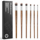 Fuumuui Professional Oil Paint Brushes Fuumuui 5Pcs Natural Badger Bristle Blending Brush Set For Acrylic Oil And Gouache Round Flat Top Shape With Birch Handle