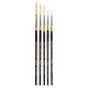Kingart Premium 5 Pc Original Gold 9050 Series Script Liner Artist Brush Set Synthetic Golden Taklon Hair For Acrylic Oil And Gouache Paint Short Handle 5 Sizes 18/0 10/0 1 2 4
