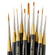 Kingart Original Gold Miniature Detail Series Comfort Handle Premium Golden Taklon Multimedia Artist Brushes Acrylic Handle For Oil Acrylic Watercolor And Gouache Paints Set Of 10