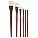 Kingart 1050A Premium 6 Pc Flat Oval Mop Artist Brush Set White SuperSoft Natural Goat Hair Short Handle 6 Sizes For Oil Acrylic And Watercolor