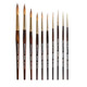 Kingart 1010C Premium 10 Pc / Sizes Finesse 8020 Series Ultra Round Watercolor Artist Brush Set Synthetic Kolinsky Sable Blend Short Handle