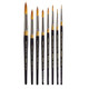 Kingart Premium Original Gold 9000 Series 8 Pc Round Brush Set Synthetic Golden Taklon Hair For Acrylic Watercolor and Oil Short Handle 8 Sizes 1 2 4 6 8 10 12 14