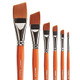 Kingart Premium 6 Pc Radiant 6400 Series Angular Shader Artist Brush Set Golden Synthetic Hair For Acrylic Oil Watercolor Painting Short Handle 6 Sizes 1/8 1/4 3/8 1/2 3/4 1