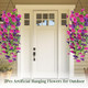 Nnouonn 2Pcs Artificial Hanging Flowers Outdoor Fake Trailing Plants Morning Glory Decoration UvResistant For Hanging Baskets Spring Decor Garden Porch Wedding Drooping Design For Pots and Patio
