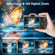 Aureapix 4K Digital Camera For Photography With Wifi Latest AutoFocus Vlogging Camera For Youtube Video 3 180 Flip Screen Travel Cameras 16X Zoom AntiShake 4K Cameras With Sd Card 2 Batteries