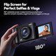 Roqioo Digital Camera 4K For Photography Vlogging 50Mp Cameras For Video 16X Zoom Photo Camera Gifts For Teens Ages 816 180 Flip Screen Compact C Mara Point And Shoot Digital Cameras For Youtube