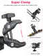 Ulanzi Select R099 Super Clamp Camera Mount Heavy Duty 33Lb Load Metal Clamp With 360 Ball Head For Action Cameras Gopro/Insta360/Dji Dslr Bike/Motorcycle Handlebar Pole/Tube Mount Accessories