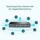 TpLink 24 Port Gigabit Switch Easy Smart Managed Plug and Play Desktop/Rackmount Sturdy Metal W/ Shielded Ports Support Qos Vlan Igmp and Lag TlSg1024De Black