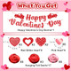 UranusandNo1 45 Pcs Valentines Day Decorations Kit Happy Valentines Day Banner Glitter Ceiling Hanging Hearts Foil Swirls Streamers Decor For Home Office Valentine Party Supplies