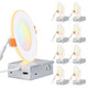 Torchstar 8Pack 5Cct 4 Inch Slim Led Recessed Lights With Night Light Cri90 AntiGlare Baffle Trim 27003000350040005000K Selectable 9W Dimmable UltraThin Canless Wafer Downlight Etl