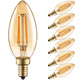 Torchstar Dimmable E12 Led Candelabra Bulb Ul Listed 40W Equivalent Chandelier Light Bulbs 350Lm Led Filament Candle Bulb C11 Amber Ceiling Fan Light Bulbs 2200K Amber Warm Pack Of 6