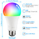 Torchstar A21 Smart Light Bulbs Wifi and Bluetooth Compatible With Alexa Echo And Google Home 2000K5000K Rgbcw Smart Led Bulb No Hub Required 75W Equivalent E26 Base Pack Of 2