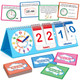 Torlam Learning Clock Flip Chart Colorful Analog and Digital Telling Time Teaching Clock For Kids Math Manipulatives 1St 2Nd Grade Homeschool Supplies Kindergarten Preschool Learning Activities Games
