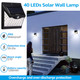 Torchstar 8Pack 40 Led Solar Lights Outdoor Waterproof Solar Motion Sensor Light Cordless Security Lighting For Driveway Patio Garage Porch 6500K Pure White Black