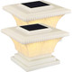 Torchstar Solar Post Lights Outdoor Led Fence Cap Light Fits 4X4 6X6 Posts Patio Deck Garden Decoration Soft White 360 Beam Angle Ip65 Waterproof Creamy White Finish 5X5 Pack Of 2