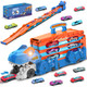 Terramus Dinosaur Transport Truck Toy For Kids 3 In 1 Ejection Folding Track Toys W/Sound 8 Race Cars Portable Vehicles Set Best For Boys Girls 3 4 5 6 Years Old Possesses Invention Patents