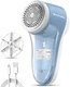 BEAUTURAL Fabric Shaver and Lint Remover, Rechargeable Sweater Defuzzer | 6-Leaf Blades, Electric Clothes Shavers to Trim Fuzz and Pills, Remove Pilling for Clothing, Furniture, Couch, Blanket - Blue