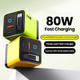 Twitch 80W Super Fast Charge Type C USB Phone Charger With Telescopic USB C Cable For Iphone 16 15 Samsung Laptop With Light - yellow EU