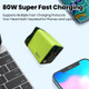 Twitch 80W Super Fast Charge Type C USB Phone Charger With Telescopic USB C Cable For Iphone 16 15 Samsung Laptop With Light - yellow EU