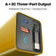 Twitch 80W Super Fast Charge Type C USB Phone Charger With Telescopic USB C Cable For Iphone 16 15 Samsung Laptop With Light - yellow EU