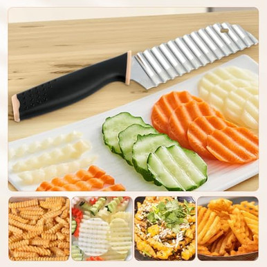 Crinkle Cutter Knife Rubber Handle Stainless Steel Fries