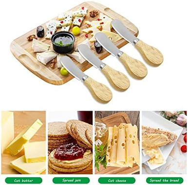 8 Pieces Cheese Spreaders with Wooden Handle Stainless Steel Butter ...