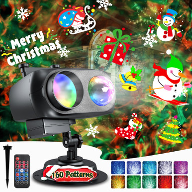 Matekxy 2024 Snowflake Projector – 80 Patterns + 10 Ocean Wave Effects, 6 Holiday Themes, Remote Control, IP44 Waterproof