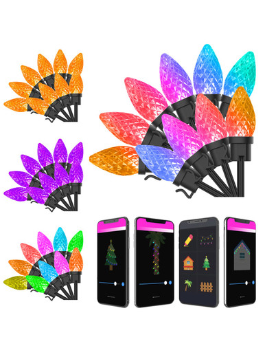 C9 Christmas Lights Custom Display, 33FT 50Led App Controlled Color ...